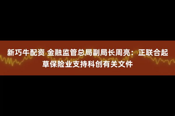 新巧牛配资 金融监管总局副局长周亮:正联合起草保险业支持科创有关文件